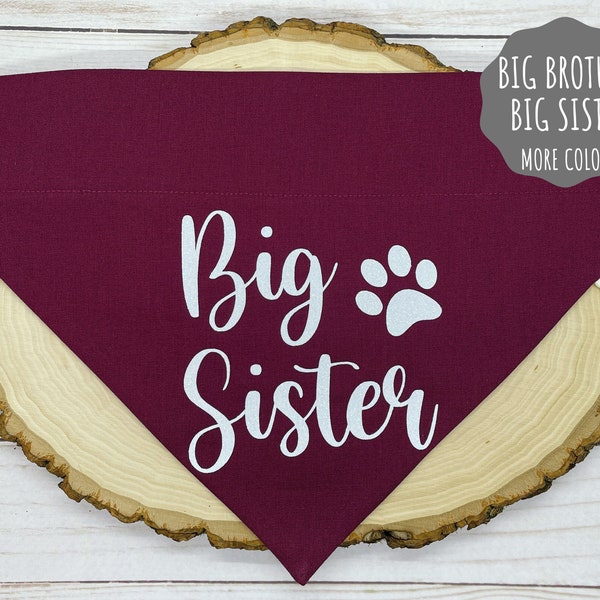 Big Brother Big Sister Dog Bandana, Baby Announcement Dog Bandana, Personalized Dog Bandana, Over the Collar Dog Bandana, New Baby Gift