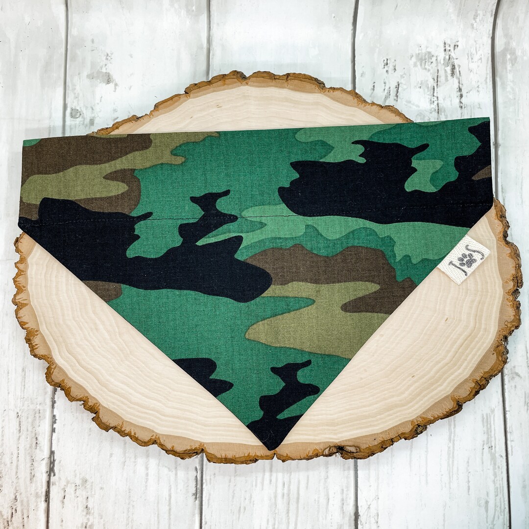 Green Camouflage Dog Bandana, Camo Dog Bandana, Personalized Dog