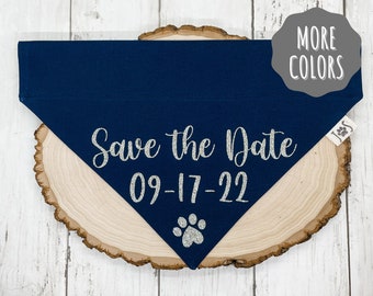 Save the Date Dog Bandana, Wedding Dog Bandana, Engagement Announcement, Engagement Dog Bandana,Over the Collar Dog Bandana