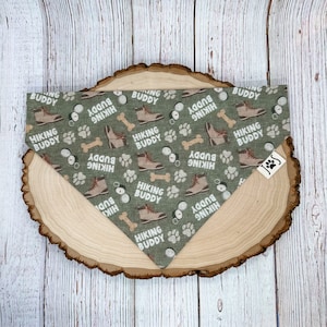 Hiking Buddy Dog Bandana, Camping Dog Bandana, Outdoor Dog Bandana, Over the Collar Dog Bandana, Cute Dog Bandana, Adventure Dog Bandana