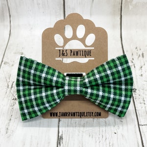 Green Dog Bow Tie, Green Plaid Dog Bow Tie, Plaid Dog Bowtie, Dog Bowtie, Dog Bow Tie, Pet Bow Tie, Cute Dog Bow Tie