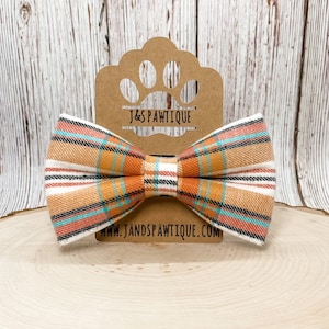 Orange Plaid Dog Bow Tie, Plaid Dog Bow Tie, Easter Dog Bowtie, Dog Bow Ties, Dog Bow Tie, Pet Bow Tie, Bow Tie, Cute Dog Bow Tie, Bow Tie