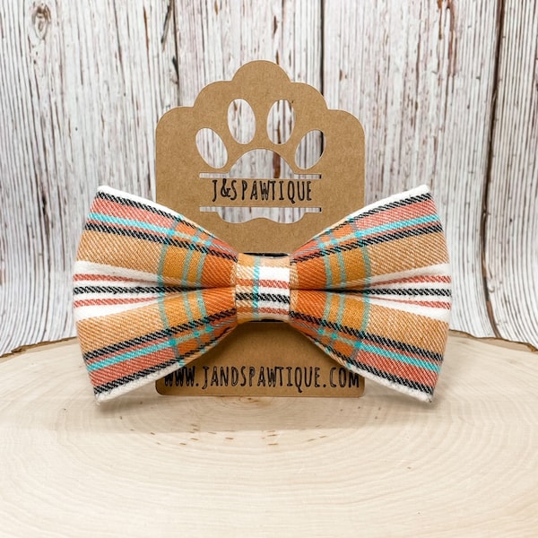 Orange Plaid Dog Bow Tie, Plaid Dog Bow Tie, Easter Dog Bowtie, Dog Bow Ties, Dog Bow Tie, Pet Bow Tie, Bow Tie, Cute Dog Bow Tie, Bow Tie