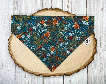 Blue Floral Dog Bandana, Fall Dog Bandana, Flower Dog Bandana, Fun Dog Bandana, Cute Dog Bandana, Over the Collar Dog Bandana, Dog Gift