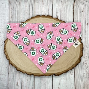 Pup Cup Dog Bandana, Pink Dog Bandana, Puppuccino Dog Bandana, Personalized Dog Bandana, Over the Collar Dog Bandana, Cute Dog Bandana
