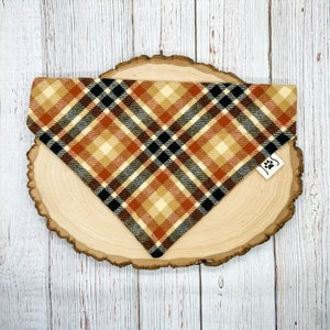 Plaid Dog Bandana, Neutral Plaid Dog Bandana, Cute Dog Bandana, Personalized Dog Bandana, Over the Collar Dog Bandana, Flannel Dog Bandana