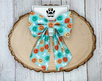 Smiley Face Dog Sailor Bow, Fun Dog Sailor Bow, Smile Dog Sailor Bow, Sailor Dog Bow, Dog Sailor Bow, Cute Sailor Dog Bow, Girl Dog Bow