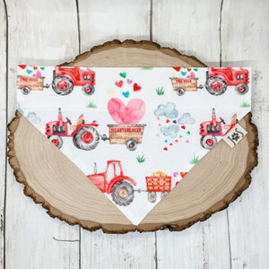 Valentine’s Day Dog Bandana, Tractor Dog Bandana, Personalized Dog Bandana, Over the Collar Dog Bandana, Cute Dog Bandana