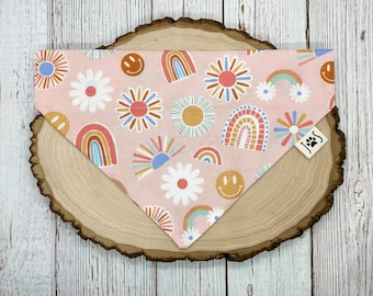 Retro Dog Bandana, Spring Dog Bandana, Flower Dog Bandana, Over the Collar Dog Bandana, Cute Dog Bandana, Girl Dog Bandana, Fun Dog Bandana