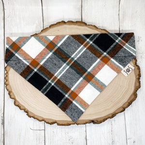 Plaid Dog Bandana, Neutral Plaid Dog Bandana, Cute Dog Bandana, Personalized Dog Bandana, Over the Collar Dog Bandana, Flannel Dog Bandana