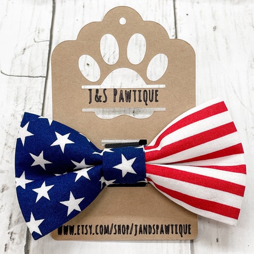 fourth of july dog bow tie
