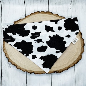 Black Cow Dog Bandana, Farm Dog Bandana, Animal Dog Bandana, Dog Bandana Personalized, Dog Bandana Over the Collar, Cute Dog Bandana