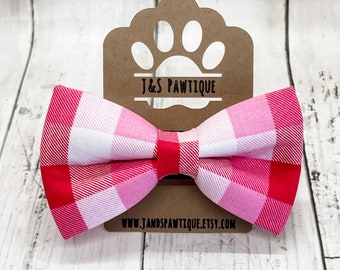 Pink Dog Bow Tie, Dog Bowtie, Dog Bow Ties, Dog Bow Tie, Pink Plaid Dog Bow Tie, Pet Bow Tie, Bow Tie, Cute Dog Bow Tie