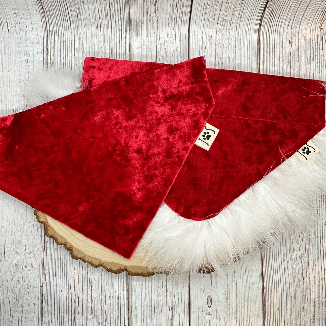 Christmas Dog Bandana, Red Velvet Dog Bandana, Santa Dog Bandana, Fun