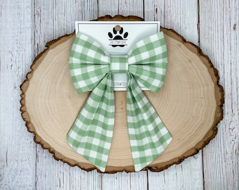 Green Dog Sailor Bow, Plaid Dog Sailor Bow, Checkered Dog Sailor Bow, Sailor Dog Bow, Dog Sailor Bow, Cute Sailor Dog Bow, Girl Dog Bow