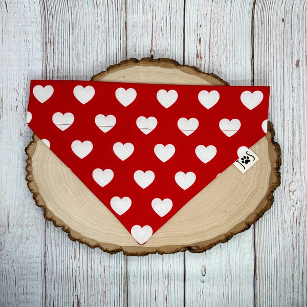 Heart Dog Bandana, Valentine’s Day Dog Bandana, Red Dog Bandana, Personalized Dog Bandana, Over the Collar Dog Bandana, Cute Dog Bandana