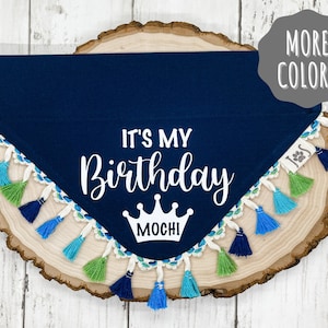 Birthday Dog Bandana, Personalized Birthday Dog Bandana, Fun Birthday Dog Bandana, Personalized Dog Bandana, Over the Collar Dog Bandana image 1