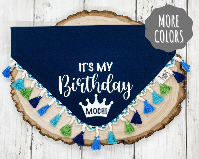 Birthday Dog Bandana, Personalized Birthday Dog Bandana, Fun Birthday Dog Bandana, Personalized Dog Bandana, Over the Collar Dog Bandana image 1