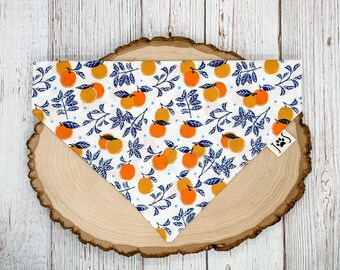 Tangerine Dog Bandana, Orange Dog Bandana, Summer Dog Bandana, Fun Dog Bandana, Over the Collar Dog Bandana, Cute Dog Bandana, Fruit Bandana