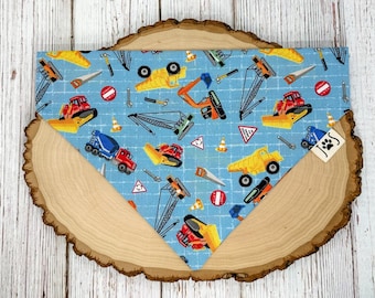 Construction Truck Dog Bandana, Truck Dog Bandana, Personalized Dog Bandana, Over the Collar Dog Bandana, Cute Dog Bandana, Fun Dog Bandana
