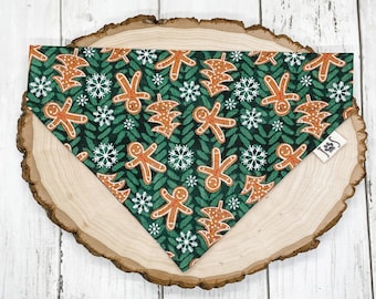 Christmas Dog Bandana, Gingerbread Dog Bandana, Dog Bandana, Personalized Dog Bandana, Over the Collar Dog Bandana, Cute Dog Bandana