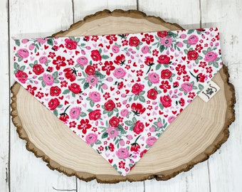 Valentine’s Day Dog Bandana, Flower Dog Bandana, Floral Dog Bandana, Personalized Dog Bandana, Over the Collar Dog Bandana, Cute Dog Bandana