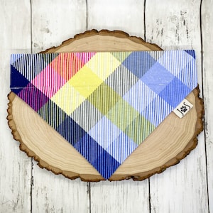 Plaid Dog Bandana, Easter Dog Bandana, Flannel Dog Bandana, Personalized Dog Bandana, Over the Collar Dog Bandana, Cute Dog Bandana