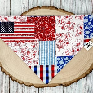 Bandana de patchwork para perro, bandana americana para perro, bandana para perro sobre el collar, bandana patriótica para perro, bandana linda para perro, bandana de EE. UU., 4 de julio