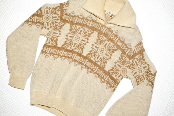 Vintage Pendleton Lobo Off White Cream Biege Knit… - image 2