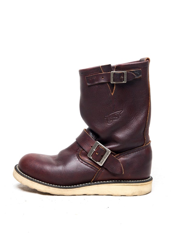 Brown leather engineer clearance boots