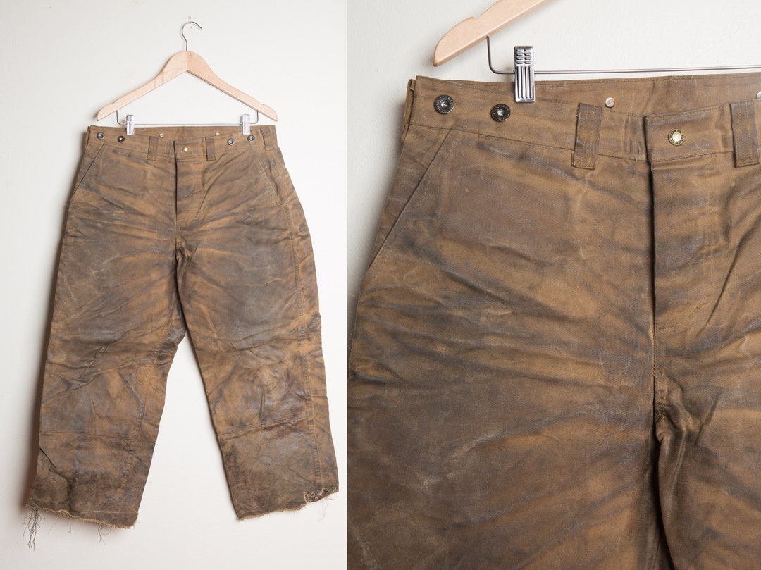 Vintage Filson Tin Cloth Pants Waxed Cotton Oil Finish Etsy