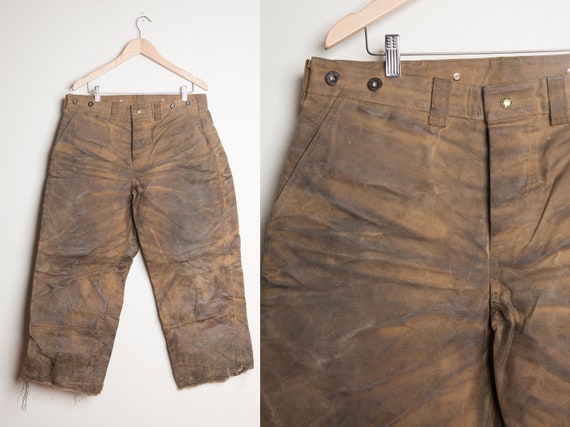 Vintage Filson Tin Cloth Pants | Waxed Cotton Oil… - image 1