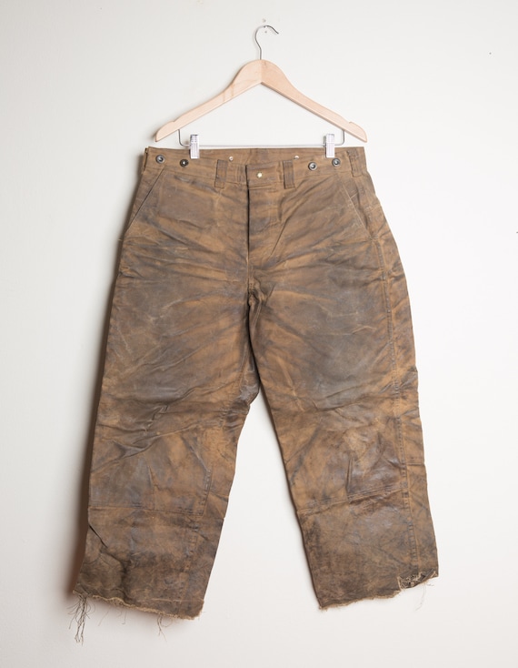 Vintage Filson Tin Cloth Pants | Waxed Cotton Oil… - image 2