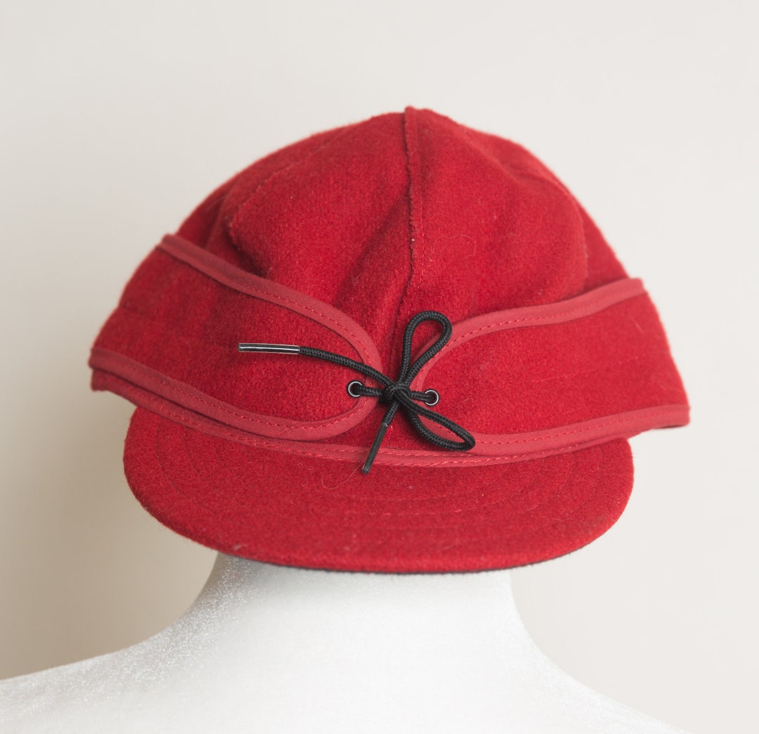 Vintage Stormy Kromer Red Hat Wool Hunting Winter Cap Made in USA Size