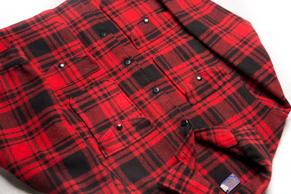 Vintage Pendleton Woolen Mills Red & Black Plaid … - image 4