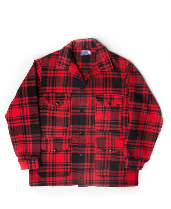 Vintage Pendleton Woolen Mills Red & Black Plaid … - image 1