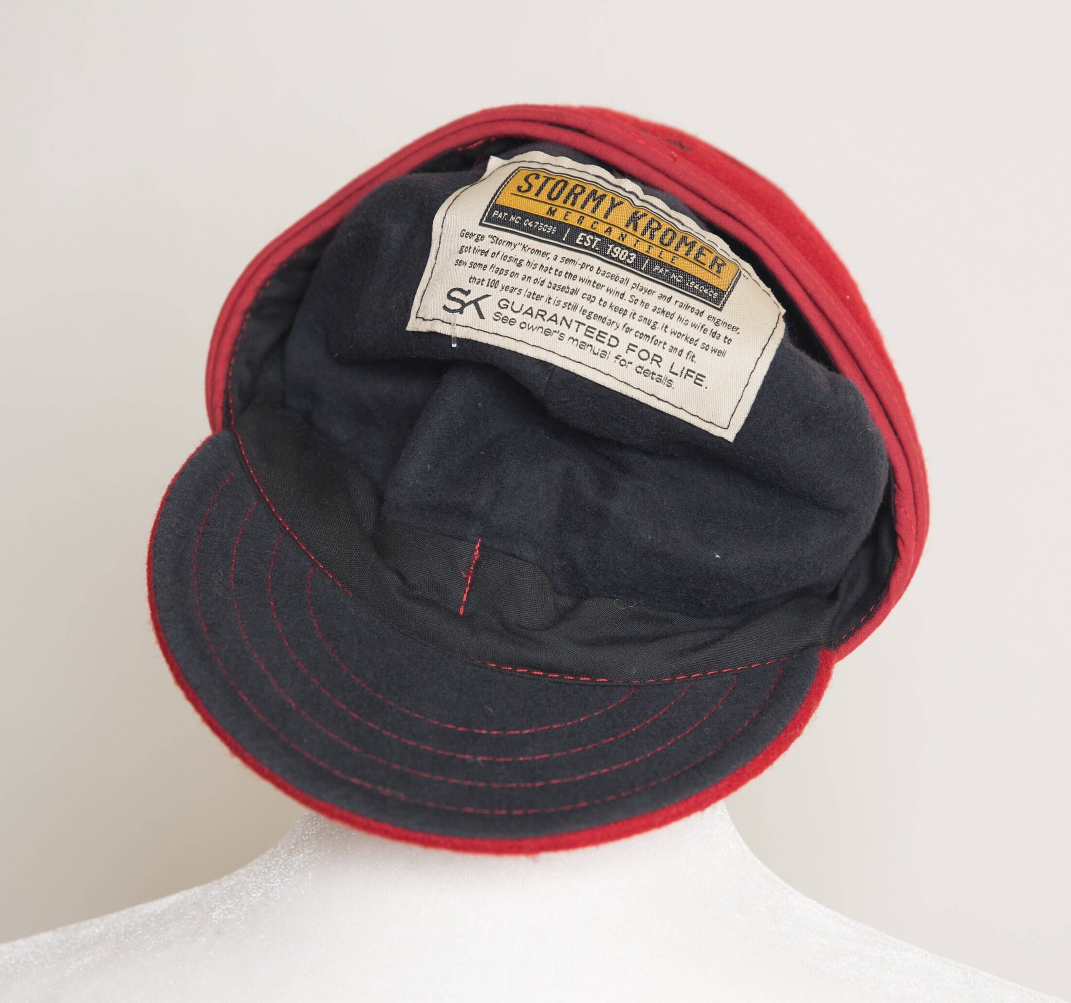 Vintage Stormy Kromer Red Hat Wool Hunting Winter Cap Made in USA Size