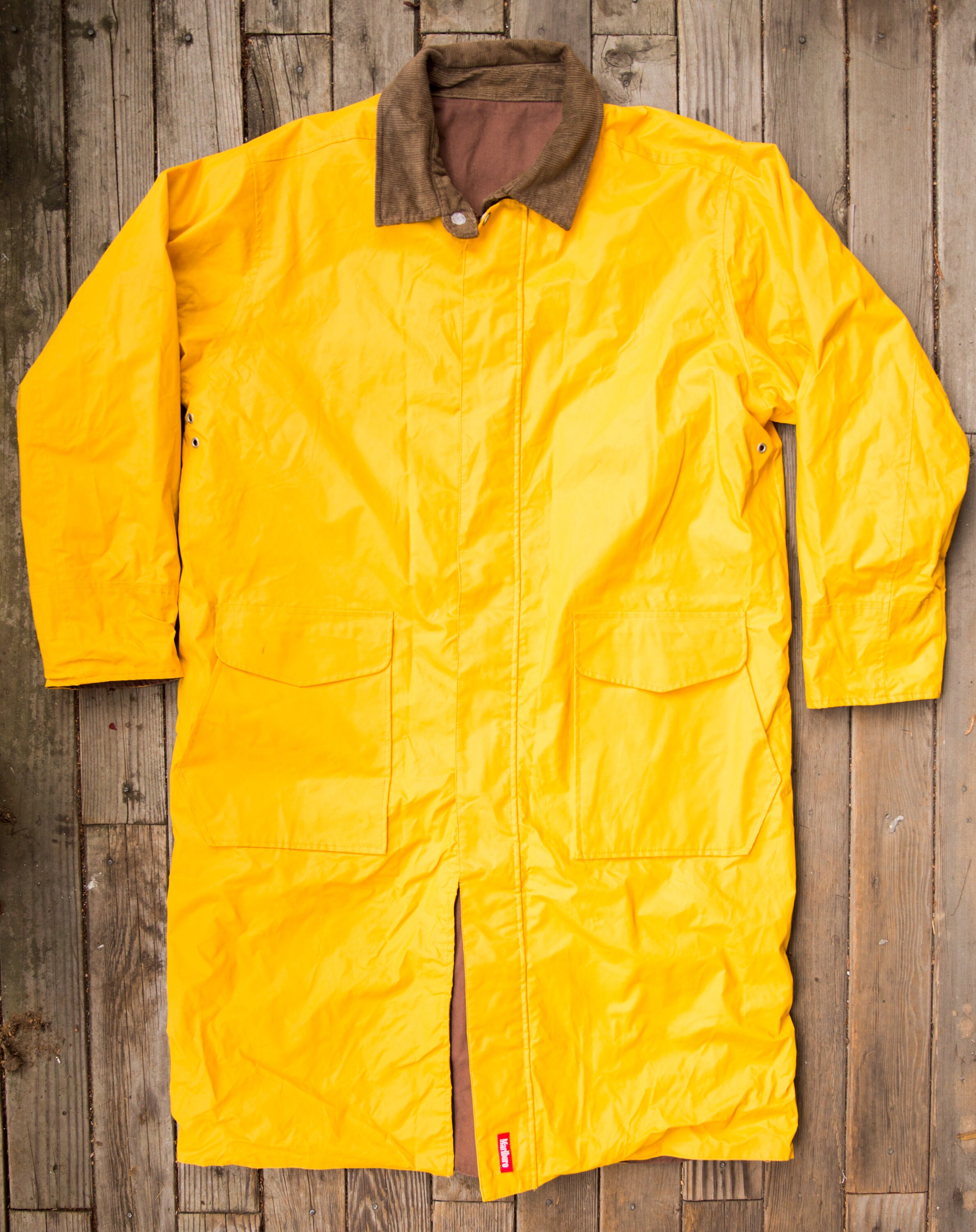 Vintage 1990's Marlboro Rain Coat Yellow & Brown Etsy