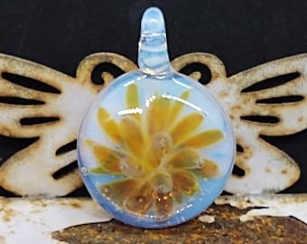 Glass flower implosion pendant