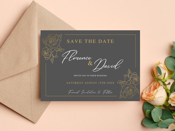 Editable Save The Date Card Template, Printable Save The Date, Modern Save The Day Invite, Wedding save the date 100% Editable Canva Free