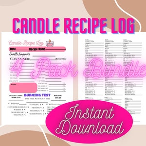 Printable Candle Recipe Templet Candle Test sheet Candle maker log Candle business bundle Candle makers templets candle business templates
