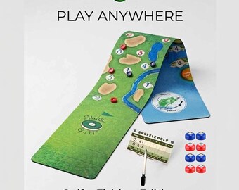 Portable Double-Sided Shuffleboard Mat Game – Golf + Fishing Edition | Tabletop Family Game | 2–4 Players