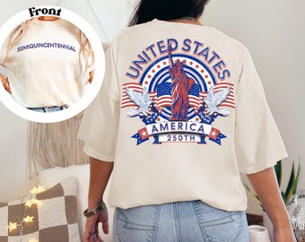 America 250th Anniversary T Shirt, Vintage Patriotic Graphic Tee, Semiquincentennial USA Shirt