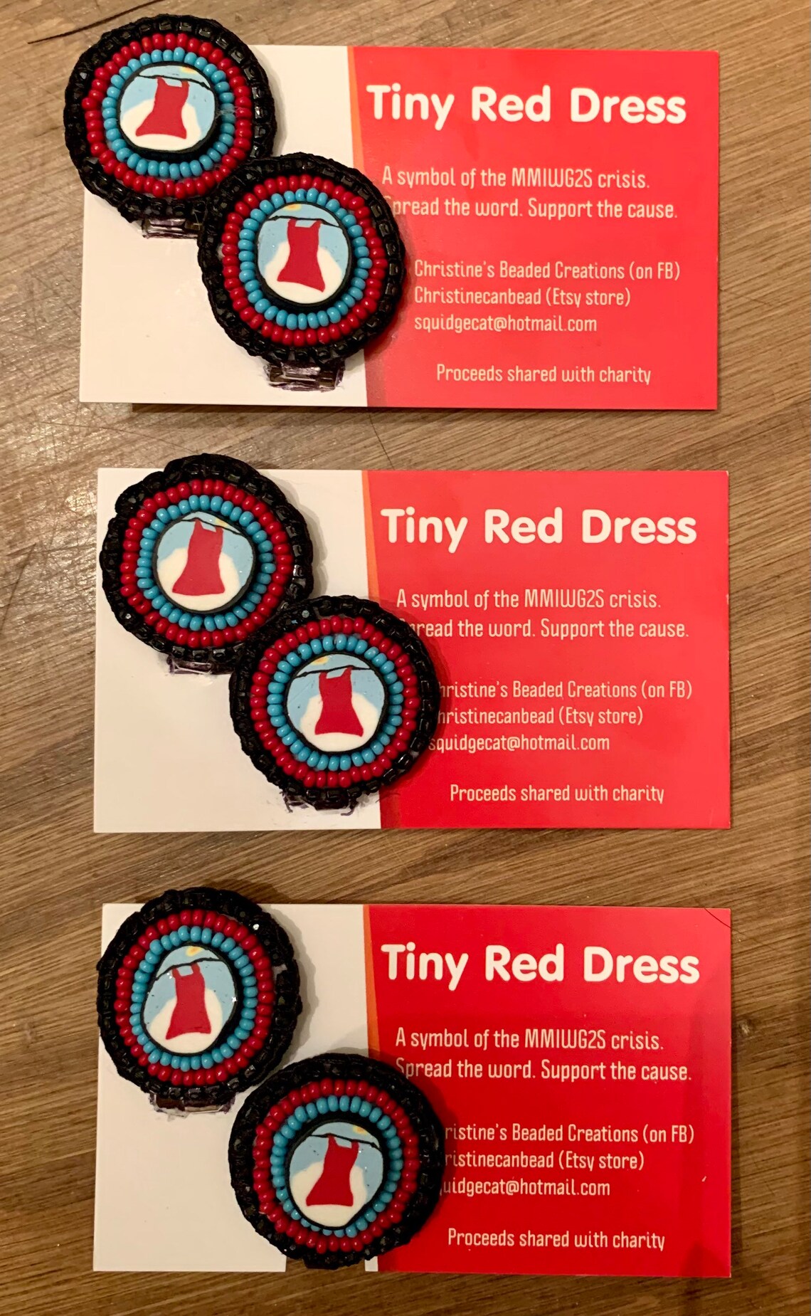 Beaded Tiny Red Dress earrings Etsy