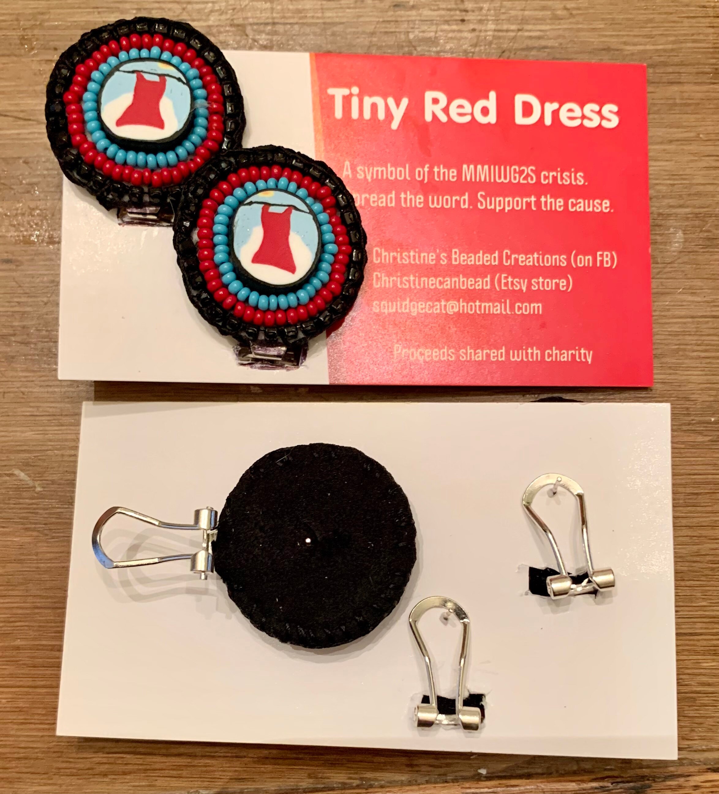 Beaded Tiny Red Dress earrings Etsy