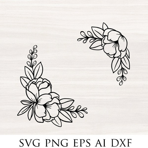 FLORAL BORDER svg, Floral corner svg,  wedding border svg, decorative corners avg, flower corner svg, papercut template
