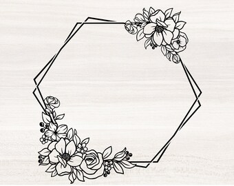 Download Floral Hexagon Svg Etsy