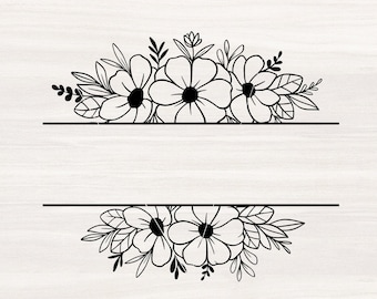 Flower Border SVG Flower Monogram SVG Flower Svg Floral 