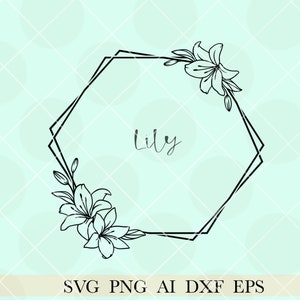 Hexagon Frame svg, Floral Frame svg, floral hexagon Frame, Floral Border, Wedding frame svg, Monogram frame