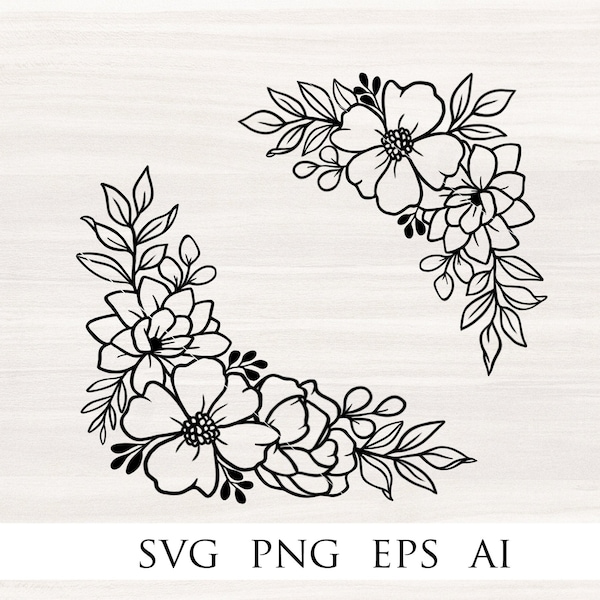 FLORAL BORDER svg, Flower border svg, Flower cut file, Floral svg, flower bundle svg, wedding border svg, papercut template